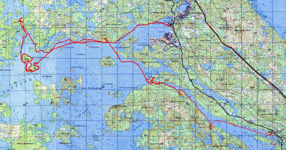 Подробная карта пяозера с названиями островов